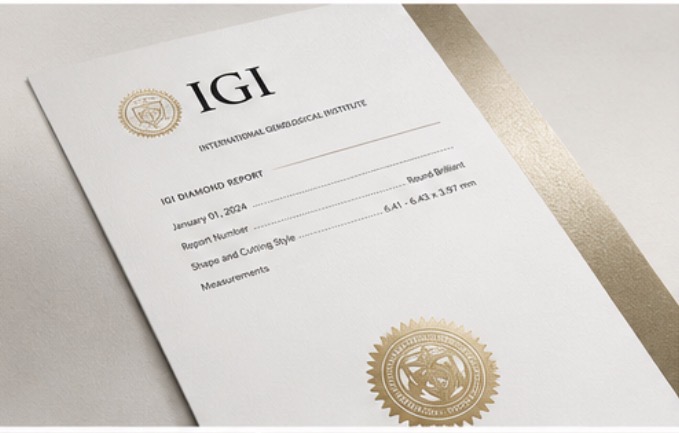 IGI diamond grading report — certified stone