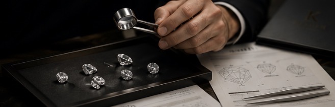 Expert diamond dealer selecting stones in Antwerp