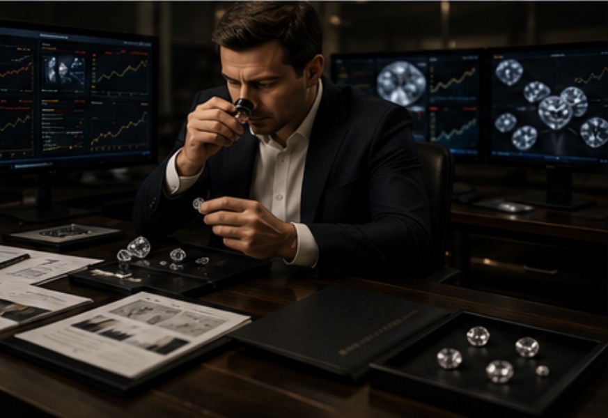 Diamond expert with loupe — bespoke solutions